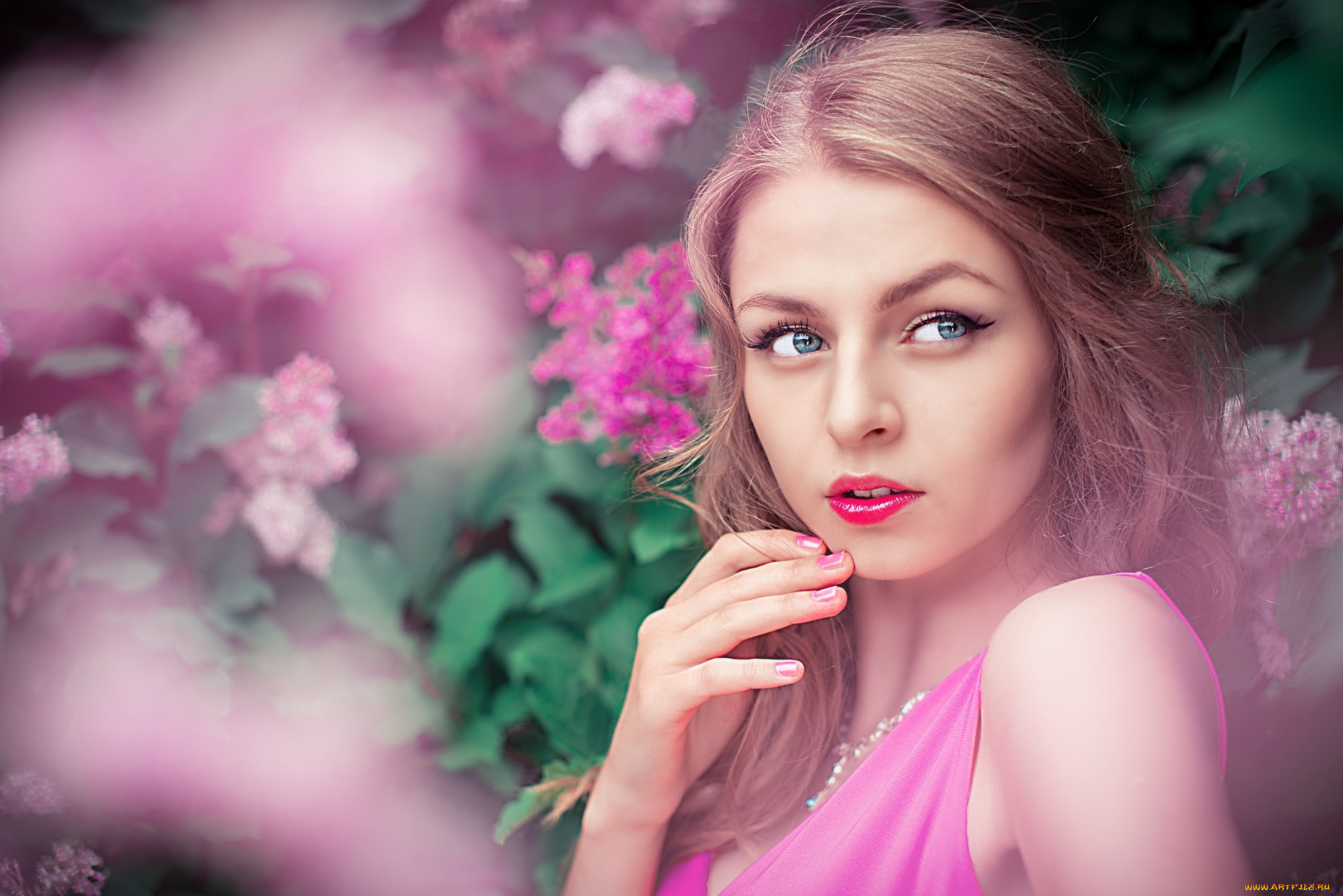 , -unsort , ,  , portrait, lilac, karina, model, girl, beautiful, view, lips, pink